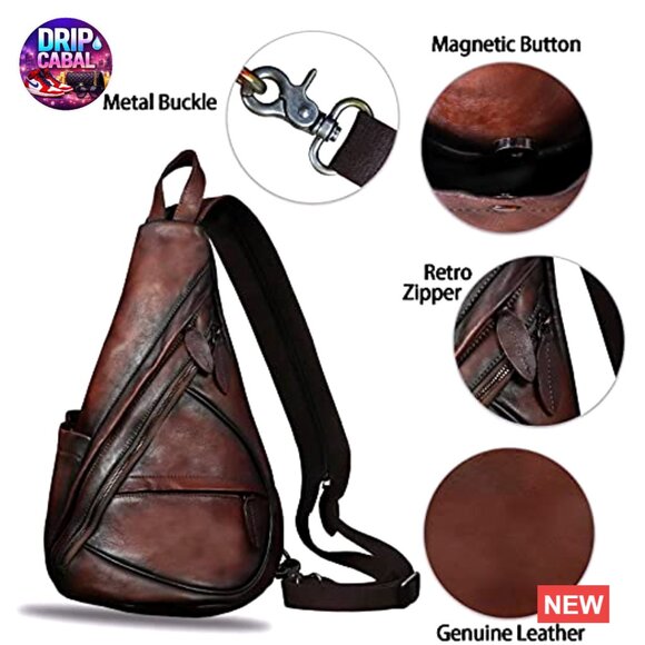 Genuine Leather Sling Backpack Convertible Crossbody Daypack main image 5